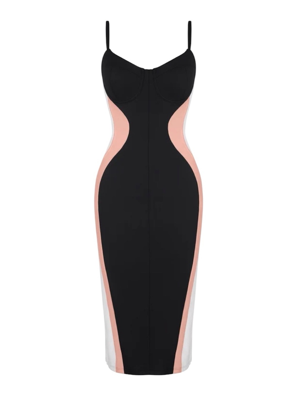 TA3 Seamed Lushy Midi Dress CONTOUR BLACK/ROSE/WHITE NWT XS RL F/G